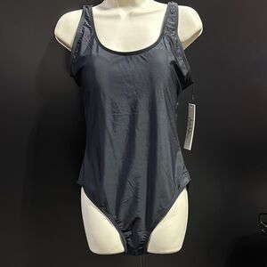 Nicole Miller Classic black scoop neck & back,padded, one piece swimsuit